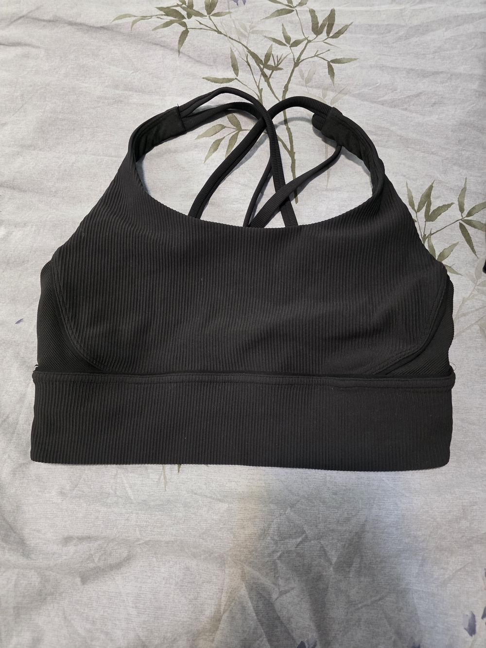 Lululemon Black Ribbed Strappy Sports Bralette